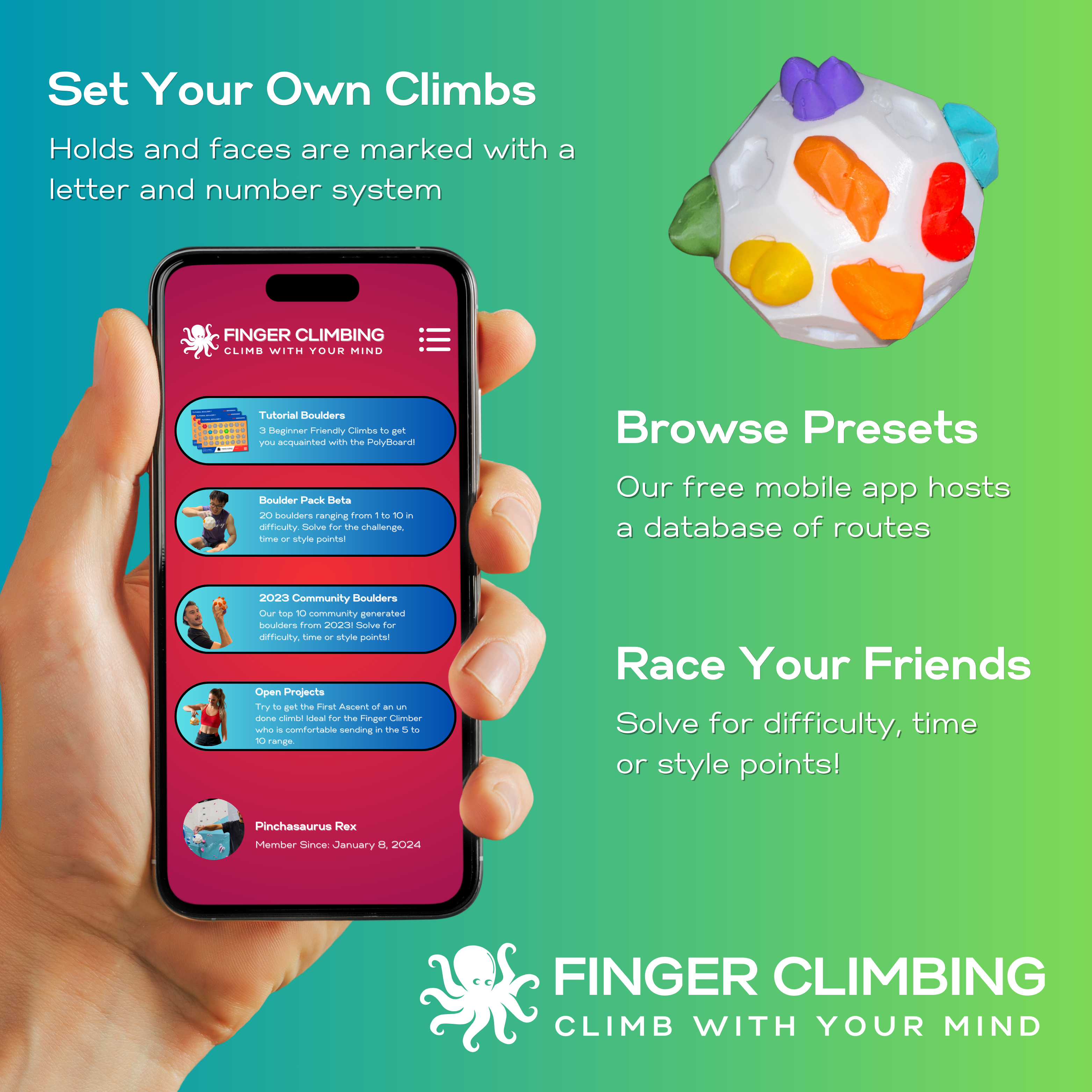 3D Printed Physical Therapy Game finger Dex Finger Bouldering Ball